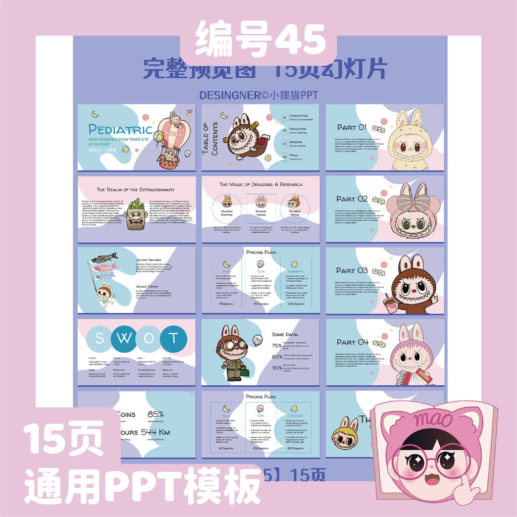 POWERPOINT TEMPLATE 64 | 🐰 Labubu Cute Cartoon General Work Report Children’s Activity PPT Template [ MICHIGO STUDIO ]