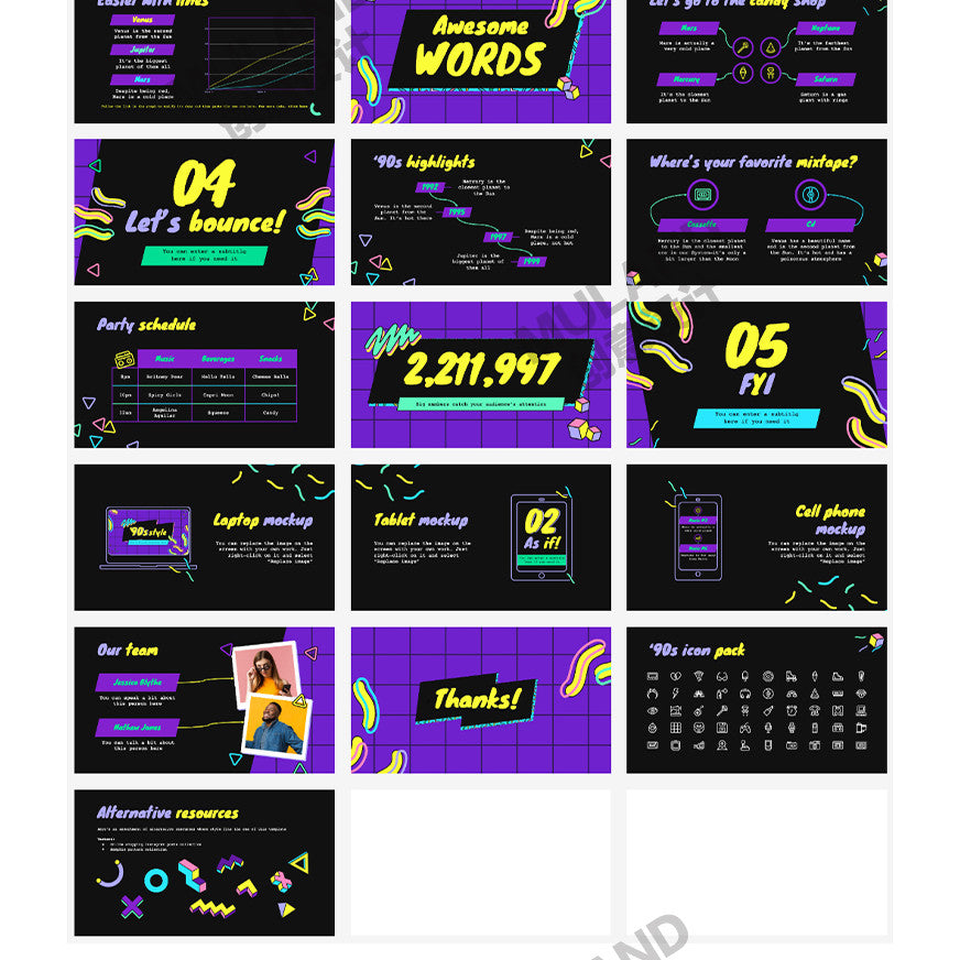 POWERPOINT 264 | 🎨 J78 Variety Show Colorful Color-Blocked Fashion Creative Hand-Drawn