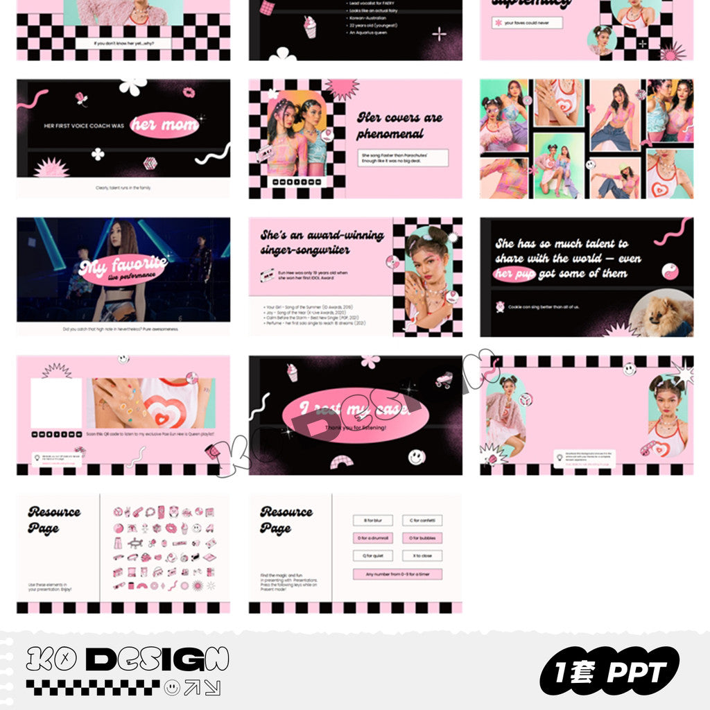 POWERPOINT 262 | 💗 414 Pink Retro Girl Group Idol Fan Support Y2K Trendy Fashion