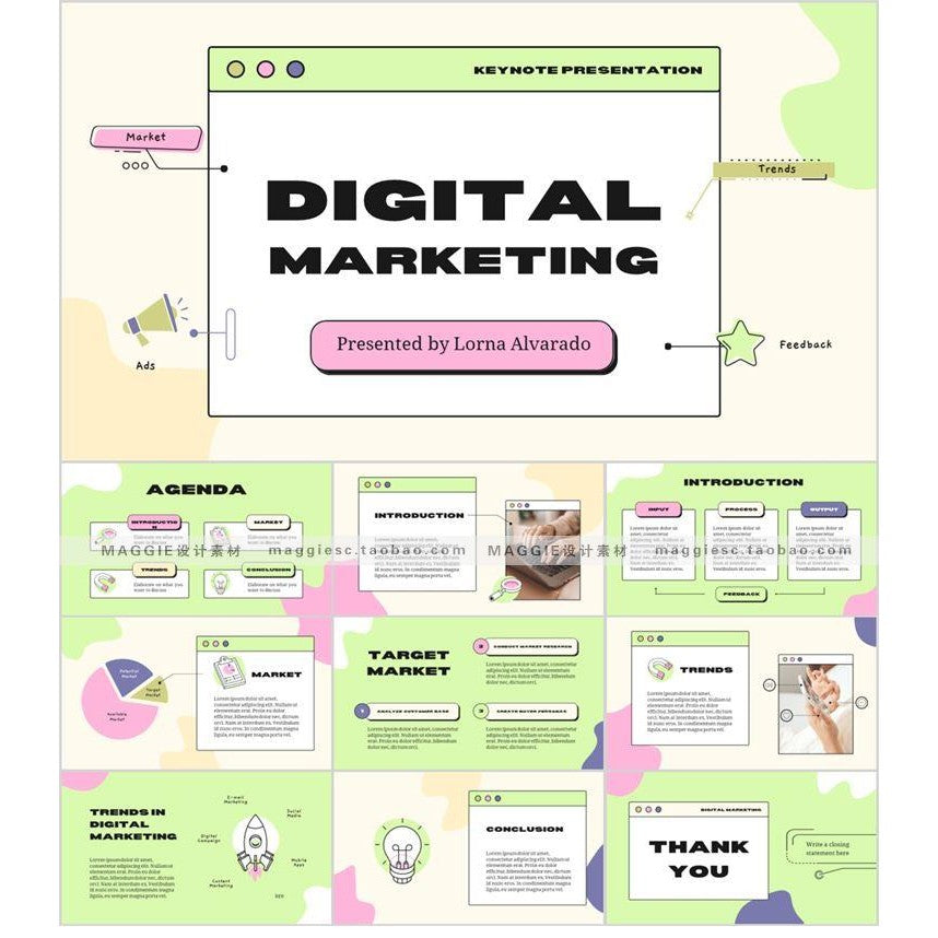 POWERPOINT TEMPLATE 272 | 🌐 Creative Web Style Cartoon Teacher Courseware Business Meeting Work Report PPT
