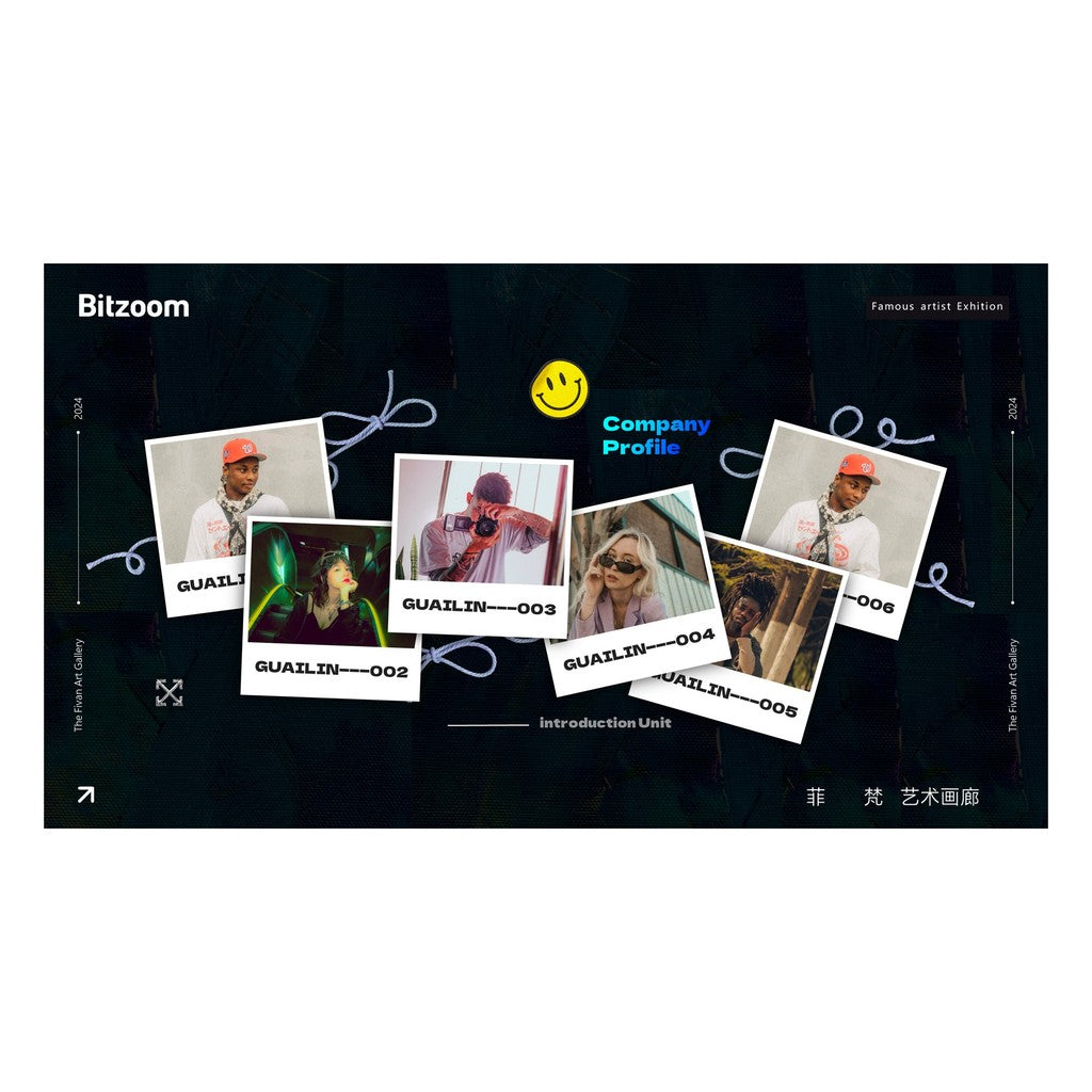 POWERPOINT TEMPLATE 168 | 💻 High-End Tech Film Strip Style European-English Layout Work Summary Avant-Garde PPT