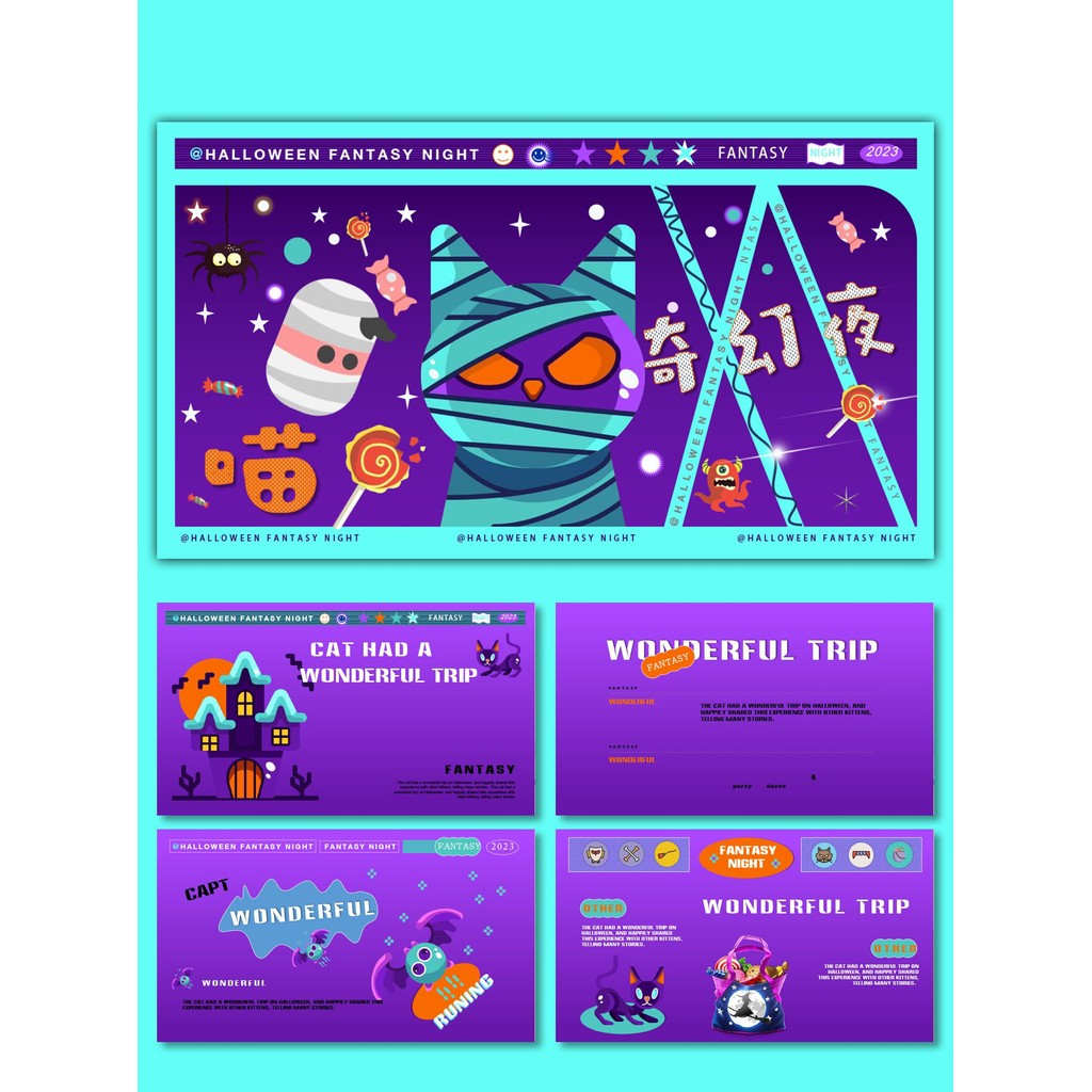 POWERPOINT TEMPLATE 2 | 🎃 Halloween Theme Little Monster Purple Creative Trendy Fun PPT Template [ MICHIGO STUDIO ]