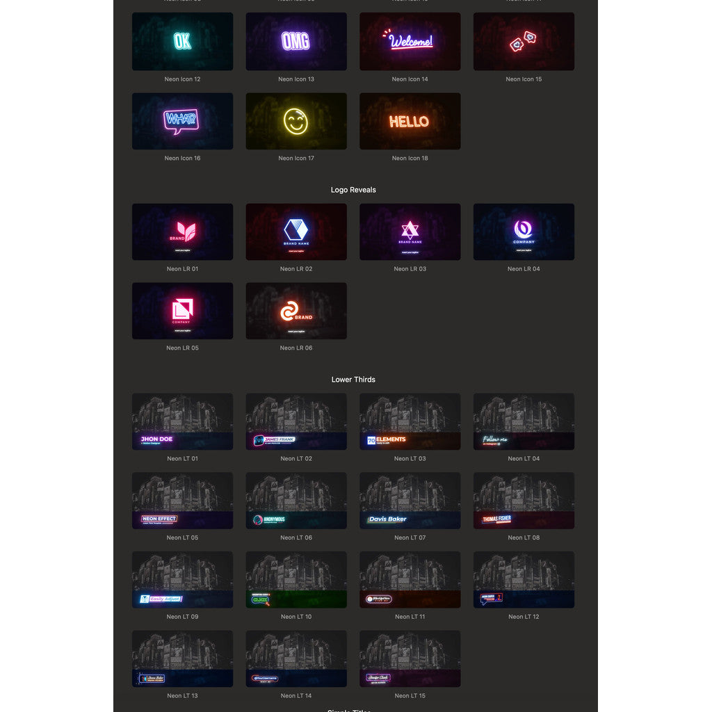 FCPX | 💡 Neon Pack – 39 Professional Neon Title, Logo & Icon Display Presets (CN Version) [MICHIGO STUDIO]