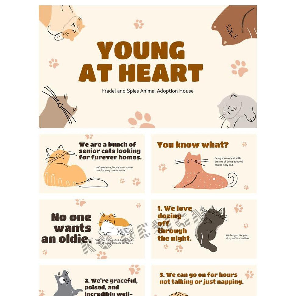 POWERPOINT TEMPLATE 250 | 🖌️ Hand-Drawn Cute Fun Advocacy for Pet Adoption & Animal Care Stray Cat PPT Template