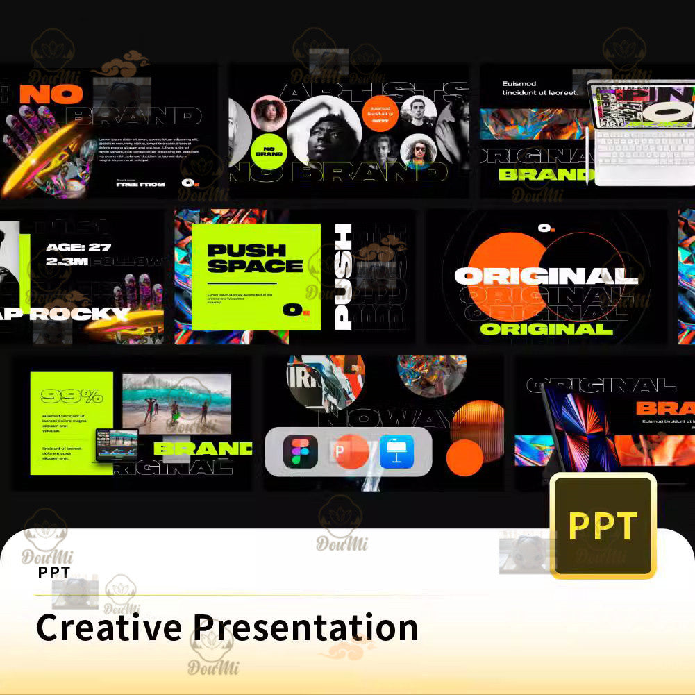 POWERPOINT TEMPLATE 107 | 🏙️ 50 Pages Fashion Street Trend Minimalist Modern Brand Intro Portfolio PPT Template