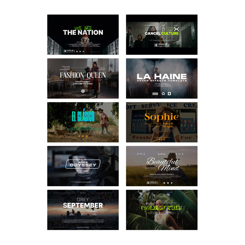 🎞️ Hollywood Titles v.2 | Stylish Film Name & Grain Subtitles [MICHIGO STUDIO]