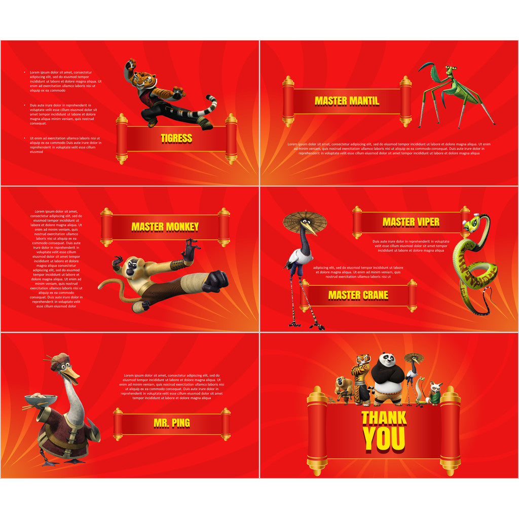 POWERPOINT TEMPLATE 143 | 🐼 Kung Fu Panda Movie Theme PPT English Introduction Student Movie Review [ MICHIGO STUDIO ]