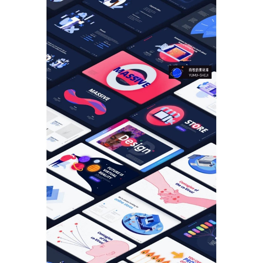 POWERPOINT TEMPLATE 31 | 📊 300 Pages High-End English Dynamic 3D Illustration Gradient Infographic PPT Template