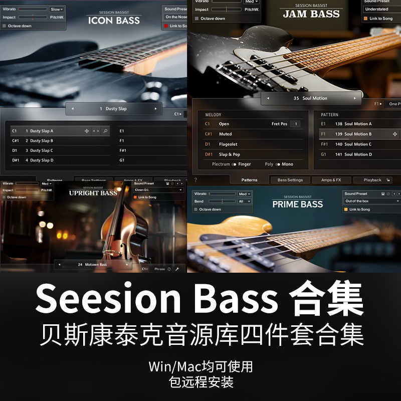 🎸 Session Bassist Pack | 4-In-1 Bass Instruments & Sounds for Icon, Jam & Kontakt [MICHIGO STUDIO]