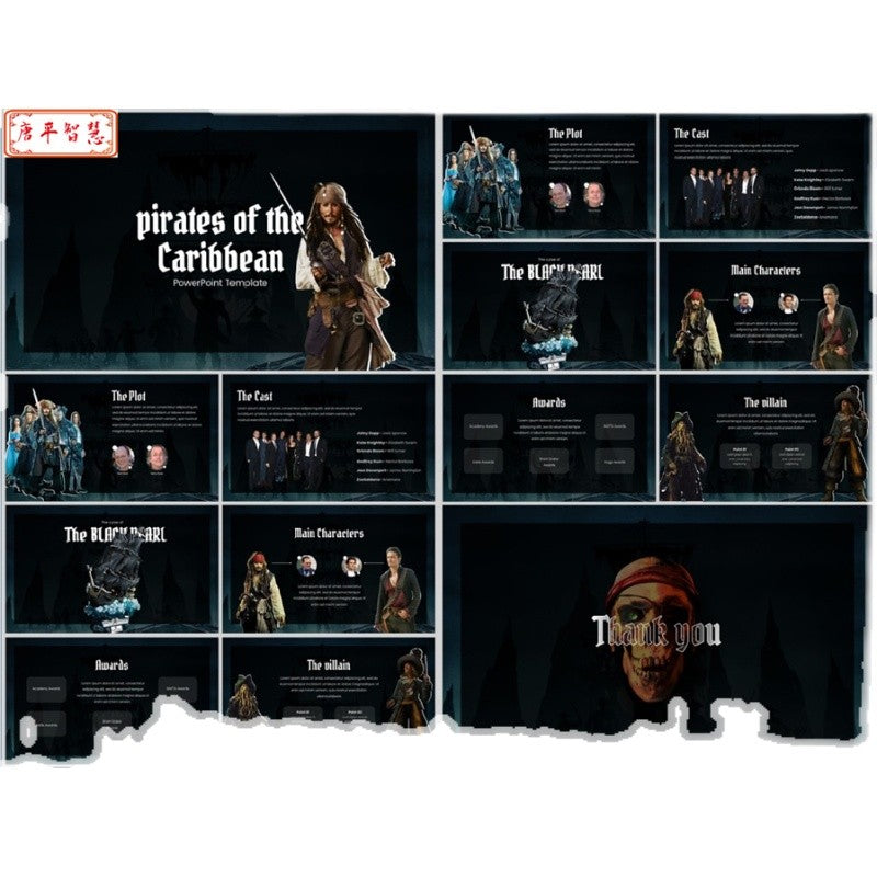 POWERPOINT TEMPLATE 149 | ⚓ Pirates of the Caribbean Movie Theme Editable Work Plan Brand Promotion PPT