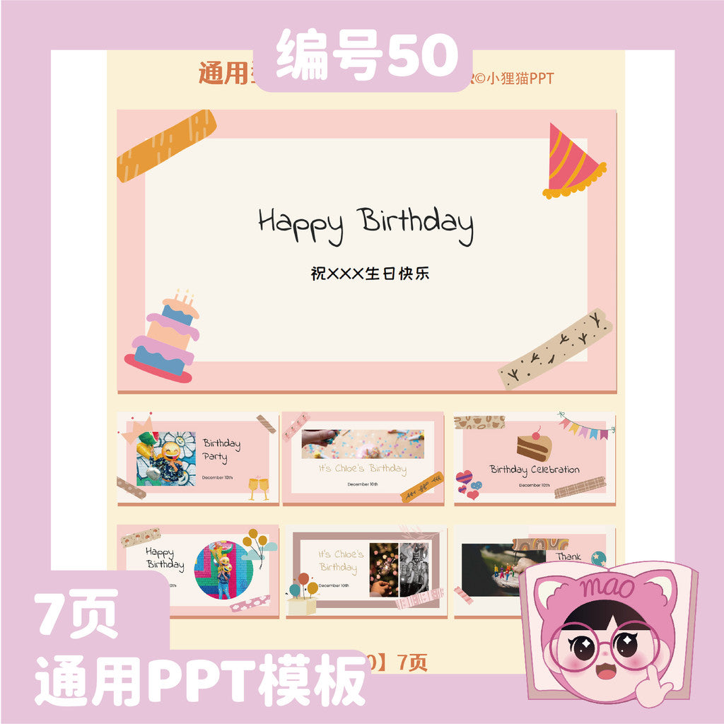 POWERPOINT TEMPLATE 169 | 🎉 Birthday Celebration Employee Planning Editable Team Building 7 Pages Static PPT