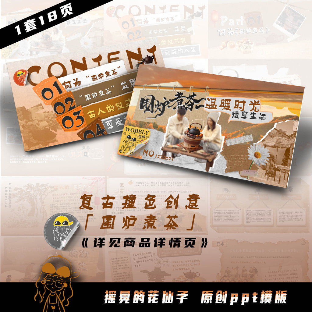 POWERPOINT TEMPLATE 13 | 🍵 Retro Collage Tea Time Variety Show Style PPT Template [ MICHIGO STUDIO ]