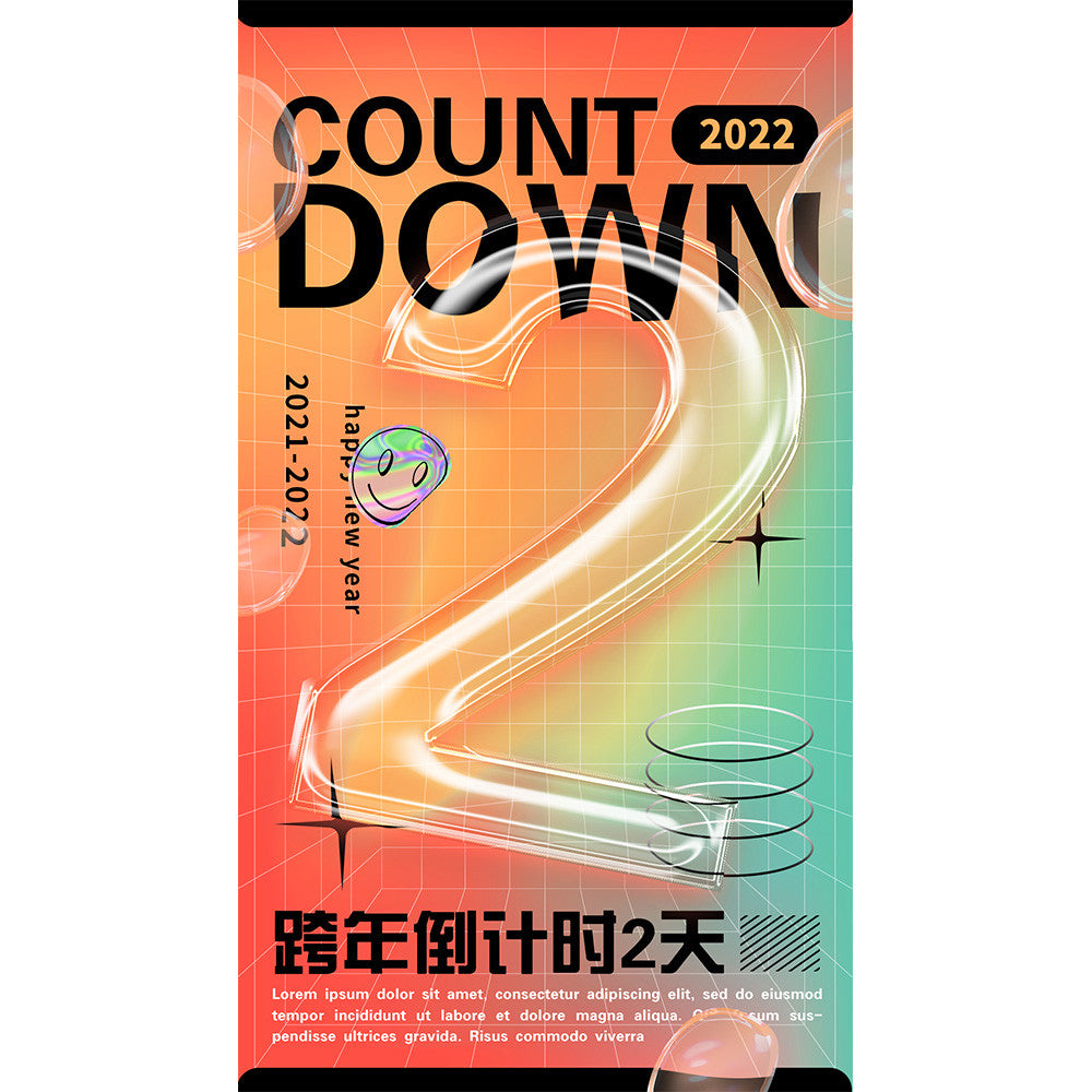 🎨 PSD TEMPLATE | Acid Bubble Countdown Poster 3 Days PSD [MICHIGO STUDIO]