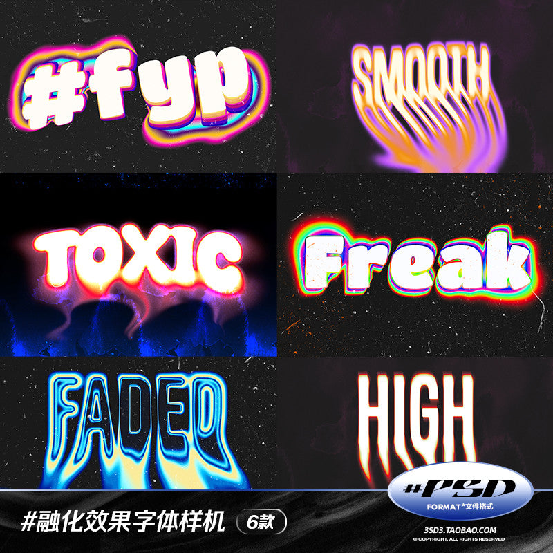 🎨 PSD TEMPLATE | 3SD3 Acid Melting Liquid Glitch Drip Effect Font Logo Mockup PSD [MICHIGO STUDIO]