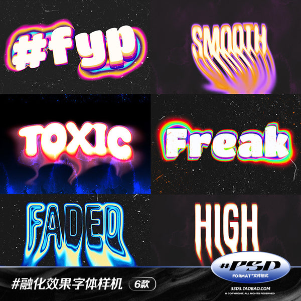 🎨 PSD TEMPLATE | 3SD3 Acid Melting Liquid Glitch Drip Effect Font Logo Mockup PSD [MICHIGO STUDIO]
