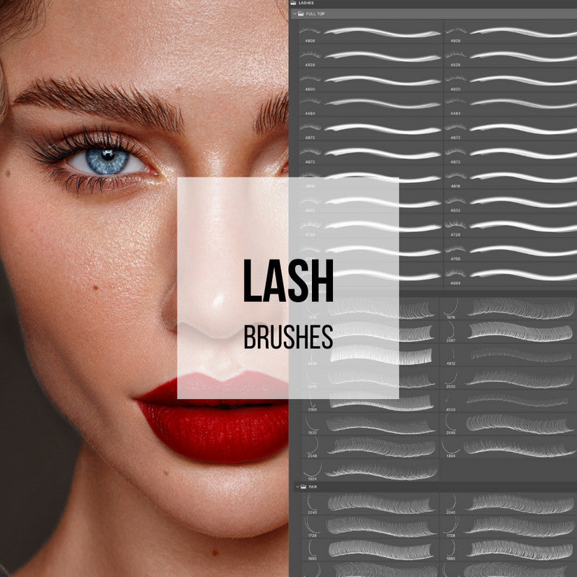 🖌️ PS BRUSHES | 96 Realistic Eyelash Brushes 👁️ Natural & Voluminous Lash Effects [ MICHIGO STUDIO ]