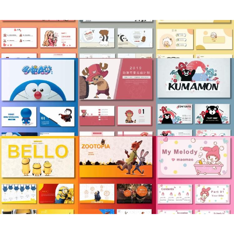 POWERPOINT TEMPLATE 269 | 🧸 Original Cartoon Collection High-Quality Cute Characters All-Inclusive Kindergarten PPT