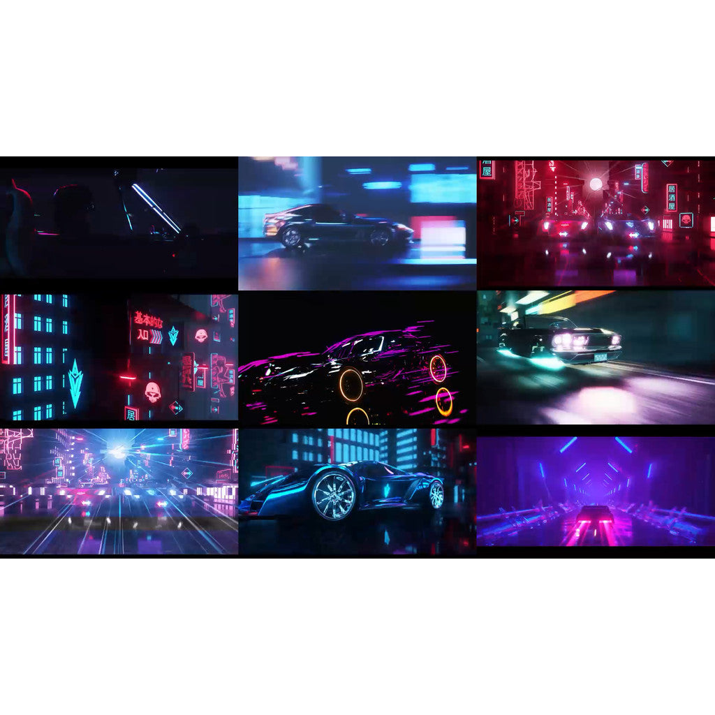 🎥 VJ LOOP | Vaporwave Retro Neon Car Rap Visuals for Club Stage 🟣🚗🎶 [ MICHIGO STUDIO ]