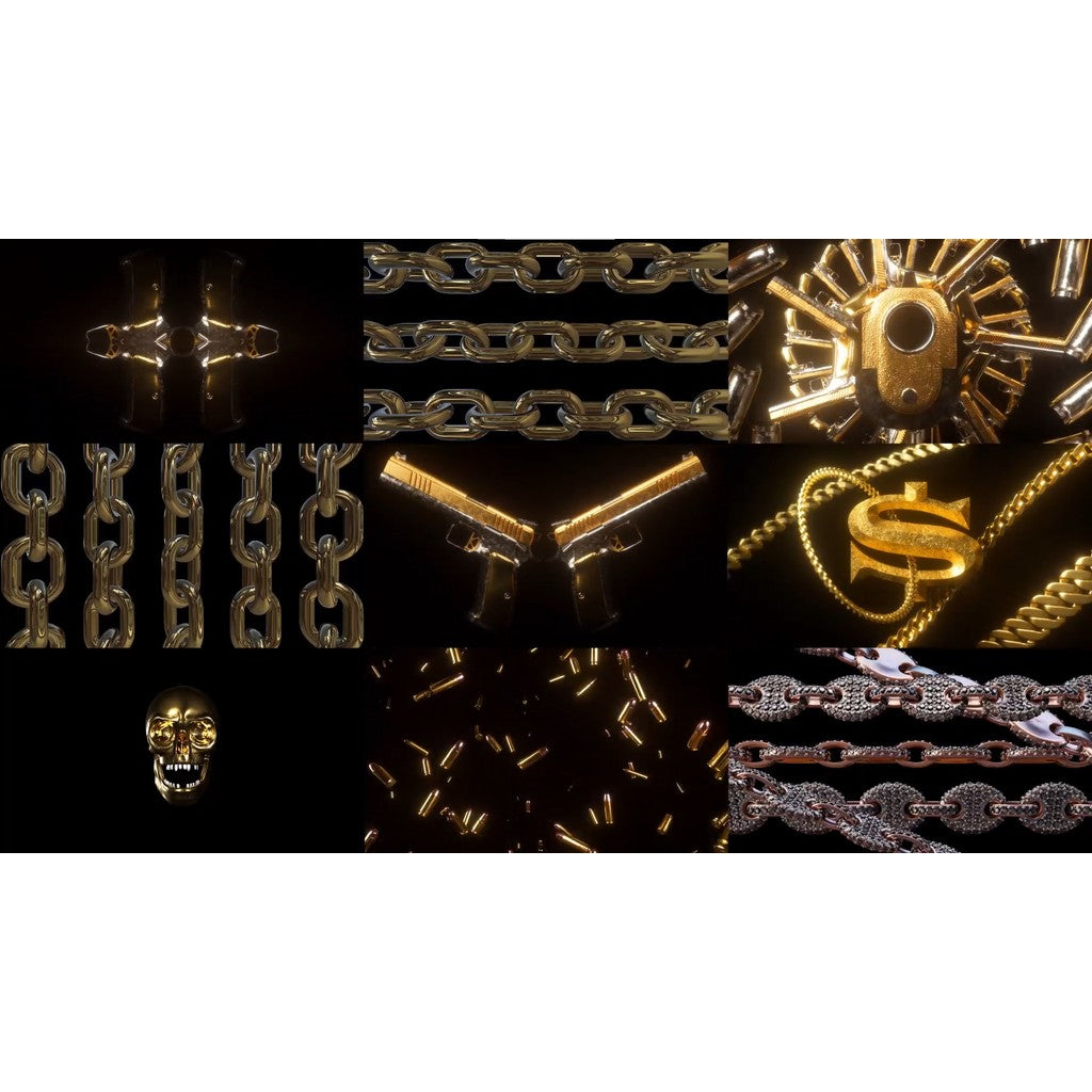 VJ LOOP | 🧊 HipHop Rap Chain Visual – Club LED Background with Metal Style 🎤📿 [MICHIGO STUDIO]