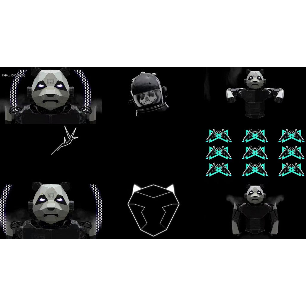 🎥 VJ LOOP | Top 100 DJ Panda Robot Hand Gestures LED Rhythm Visuals 🐼✋🎧 [ MICHIGO STUDIO ]