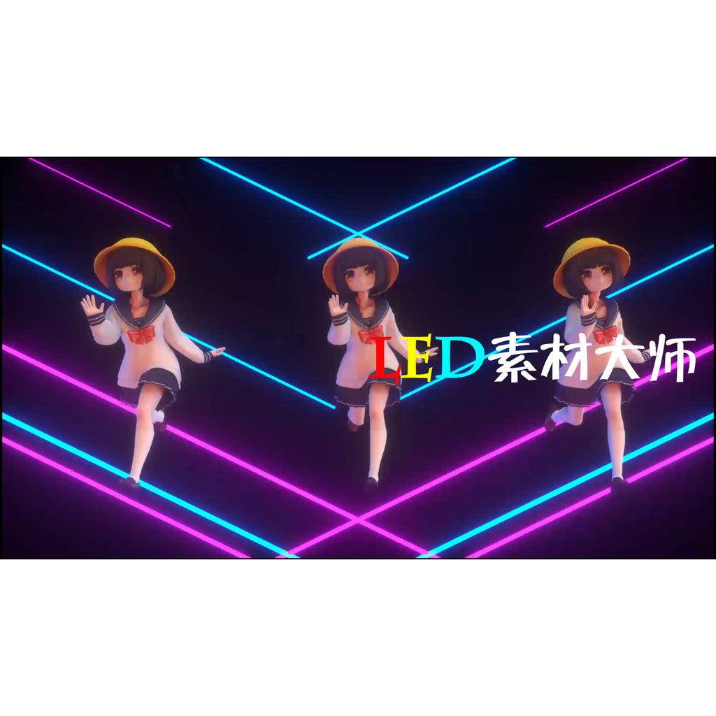 🎥 VJ LOOP | Cartoon Bounce Rhythm Dancing Girl LED Visuals for Bar KTV Club 💃🎀🟨 [ MICHIGO STUDIO ]