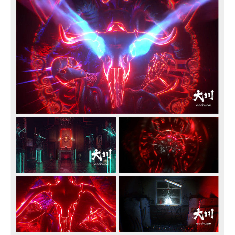 🎥 VJ LOOP | Retro Dark Skull & Ram Head Gothic Stage LED Club Background 🐏💀 [ MICHIGO STUDIO ]