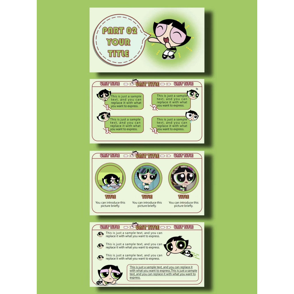 POWERPOINT TEMPLATE 181 | 👧 Powerpuff Girls PPT Template 15 Pages Text & Images Editable [ MICHIGO STUDIO ]