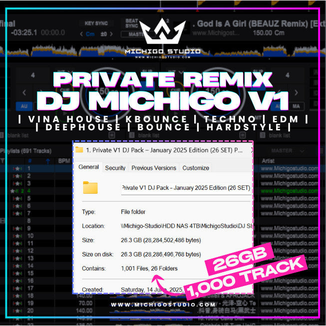 🔥 VOL.1 JANUARY 2K25 EDITION – PRIVATE VIP REMIX PACK [26 SET] 26GB 1000 TRACK 🎧