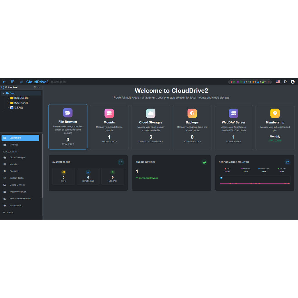 ☁️ CloudDrive Monthly Membership (1 Month) Multi-cloud sync management Baidu Netdisk Google Drive Nas Synology