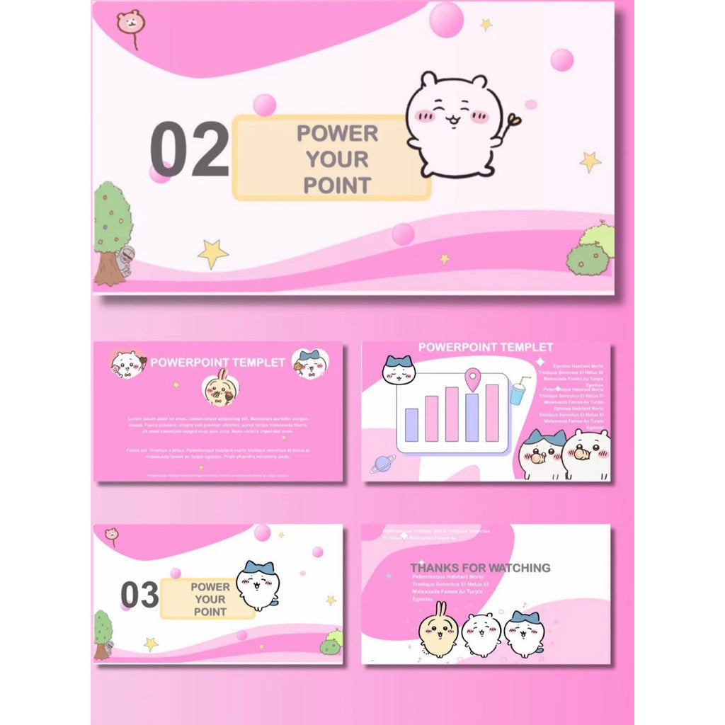 POWERPOINT TEMPLATE 115 | 🐰 6 Chiikawa PPT Templates Usagy PPT Templates [ MICHIGO STUDIO ]