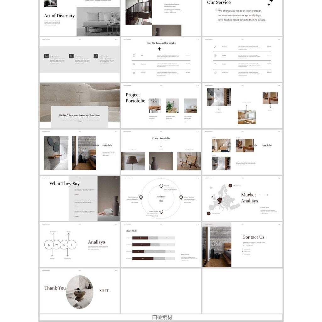 POWERPOINT TEMPLATE 100 | 🎨 Creative Portfolio Resume Artistic Minimalist Layout PPT Template NEW [ MICHIGO STUDIO ]
