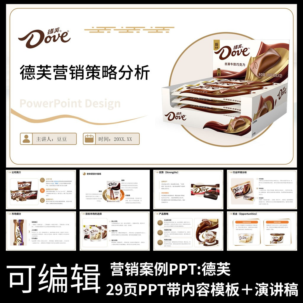 POWERPOINT TEMPLATE 39 | 🍫 DOVE Brand Marketing Case Study Strategy Report PPT Template [ MICHIGO STUDIO ]