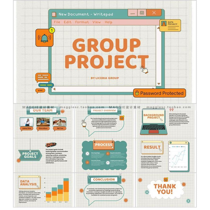 POWERPOINT TEMPLATE 272 | 🌐 Creative Web Style Cartoon Teacher Courseware Business Meeting Work Report PPT