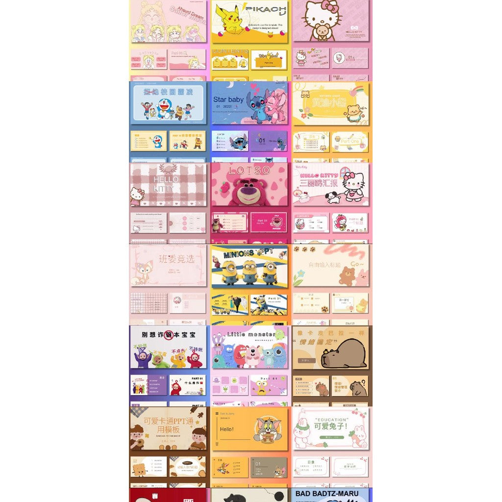 POWERPOINT TEMPLATE 269 | 🧸 Original Cartoon Collection High-Quality Cute Characters All-Inclusive Kindergarten PPT