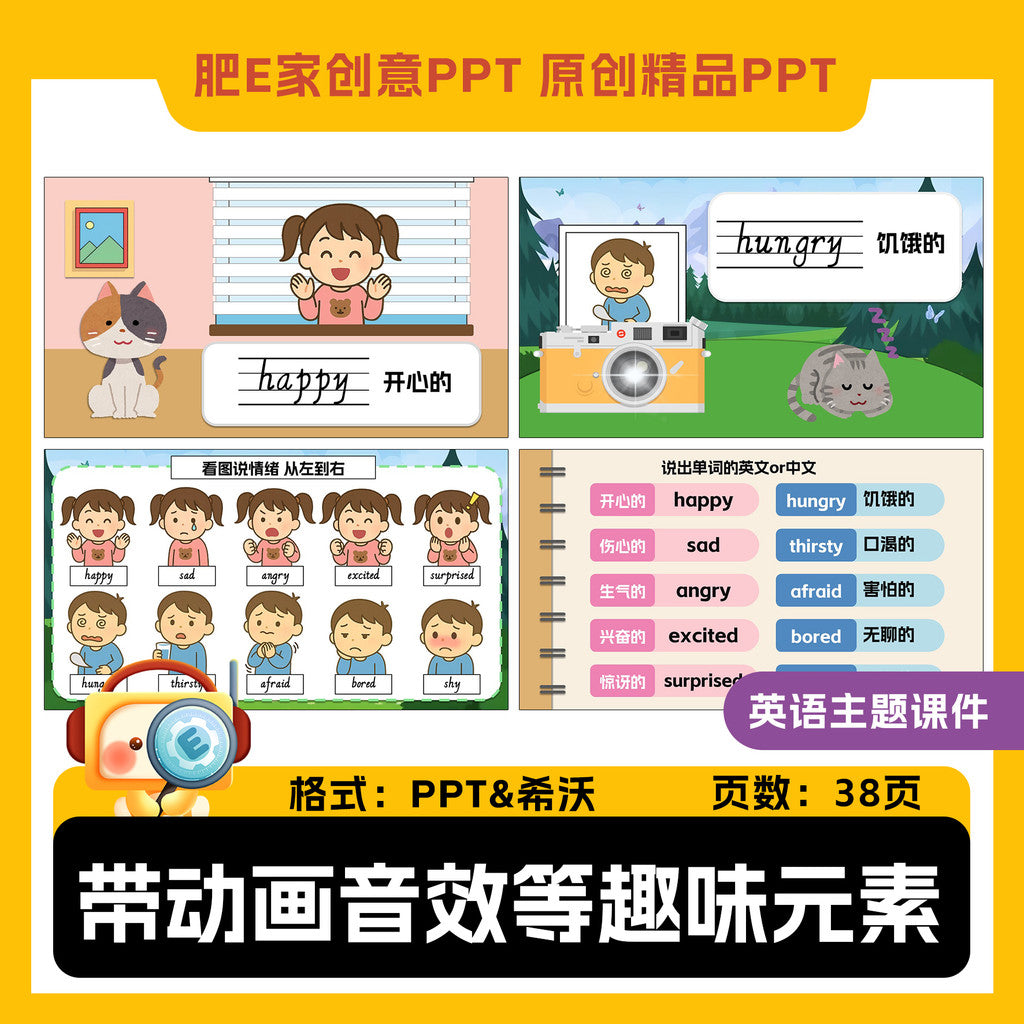 POWERPOINT TEMPLATE 72 | 😀 Feelings & Emotions Theme English Primary School Fun Animated PPT Template [ MICHIGO STUDIO ]