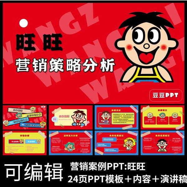 POWERPOINT TEMPLATE 47 | 🍘 WANT WANT Brand Marketing Strategy Case Study Class Report PPT Template [ MICHIGO STUDIO ]