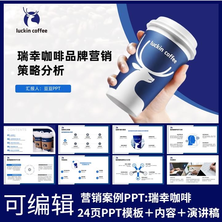 POWERPOINT TEMPLATE 56 | ☕ Luckin Coffee Brand Marketing Strategy Case Study Class Report PPT Template