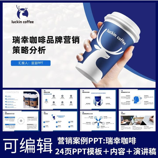 POWERPOINT TEMPLATE 56 | ☕ Luckin Coffee Brand Marketing Strategy Case Study Class Report PPT Template