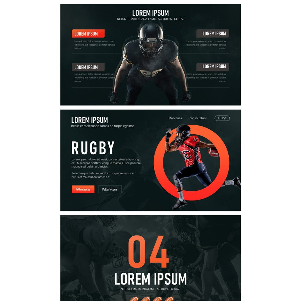 POWERPOINT TEMPLATE 35 | 🏈 19 Pages English Sports Rugby Event Proposal Stylish Layout PPT Template [ MICHIGO STUDIO ]