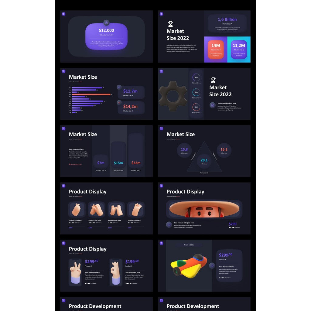 POWERPOINT TEMPLATE 28 | 🖤 80 Pages High-End 3D Dynamic Black & White Stylish Layout PPT Template [ MICHIGO STUDIO ]