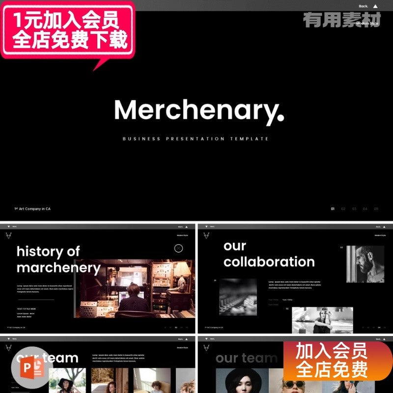POWERPOINT TEMPLATE 296 | 🏢 36 Pages Black Urban Company Introduction Product Promotion Investment PPT