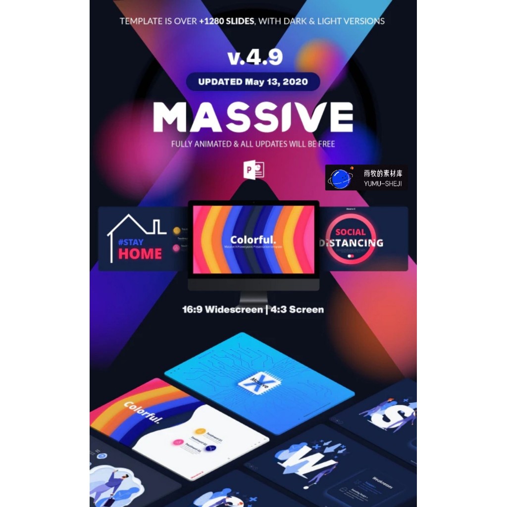 POWERPOINT TEMPLATE 31 | 📊 300 Pages High-End English Dynamic 3D Illustration Gradient Infographic PPT Template