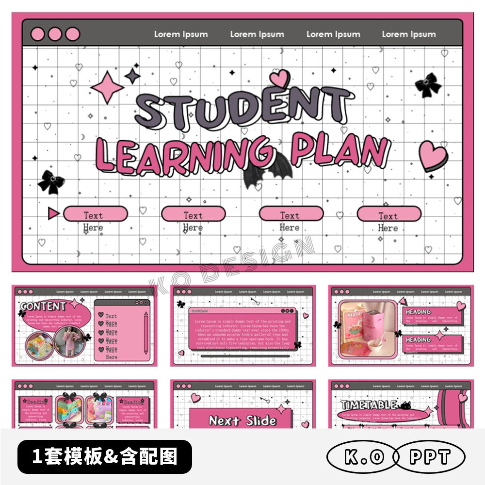 POWERPOINT TEMPLATE 4 | 💖 Pink Fashion Trend Student Study Plan Retro Collage PPT Template [ MICHIGO STUDIO ]