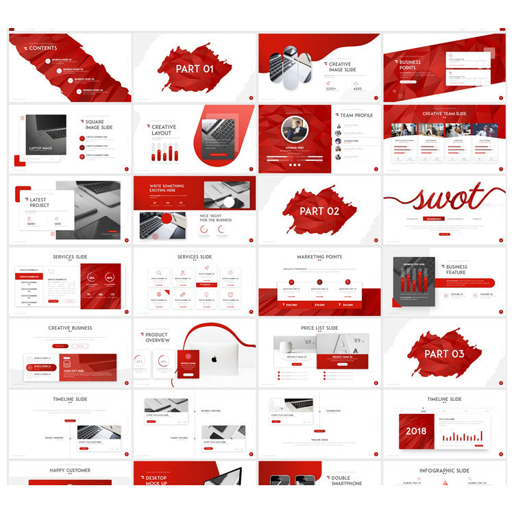 POWERPOINT TEMPLATE 131 | 🔴 High-End Business Red Minimalist Data Analysis Charts Year-End Work Report PPT