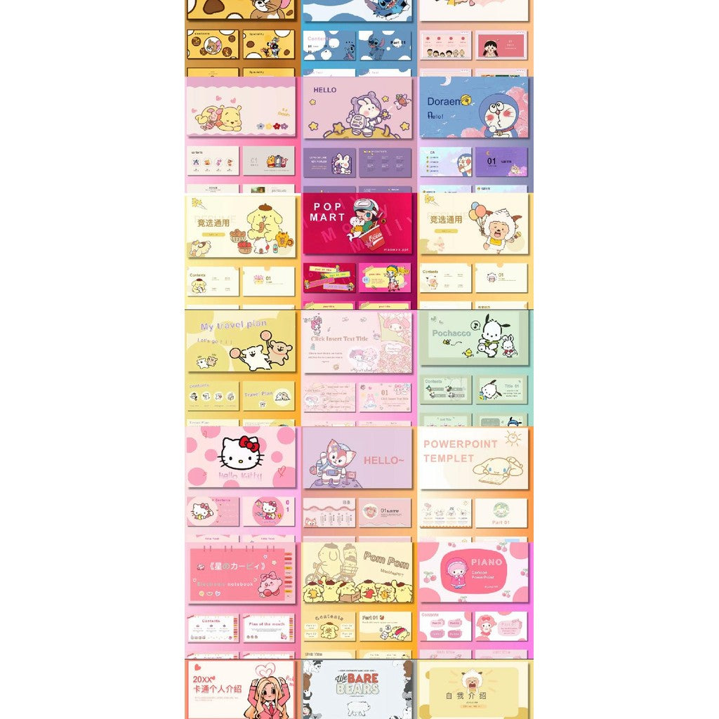 POWERPOINT TEMPLATE 269 | 🧸 Original Cartoon Collection High-Quality Cute Characters All-Inclusive Kindergarten PPT