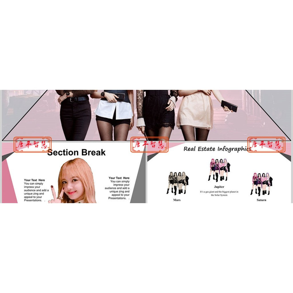 POWERPOINT TEMPLATE 236 | 🎤 Korea Blackpink Girl Group English PPT Template Editable Work Plan Summary Brand Promotion
