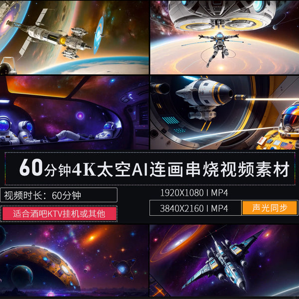 🎥 VJ LOOP | 60-Minute Astronaut AI Cosmic Journey Seamless LED Visuals 🌌🤖⏱️ [ MICHIGO STUDIO ]