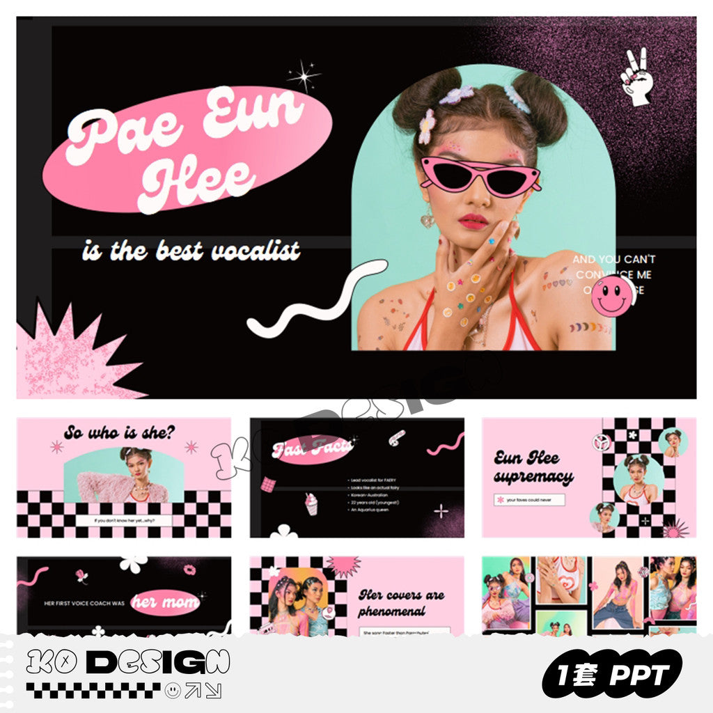 POWERPOINT 262 | 💗 414 Pink Retro Girl Group Idol Fan Support Y2K Trendy Fashion