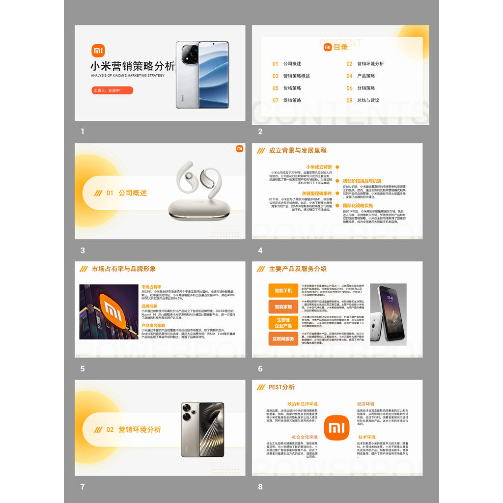 POWERPOINT TEMPLATE 51 | 📱 Xiaomi Brand Marketing Case Study Strategy Research Report PPT Template [ MICHIGO STUDIO ]