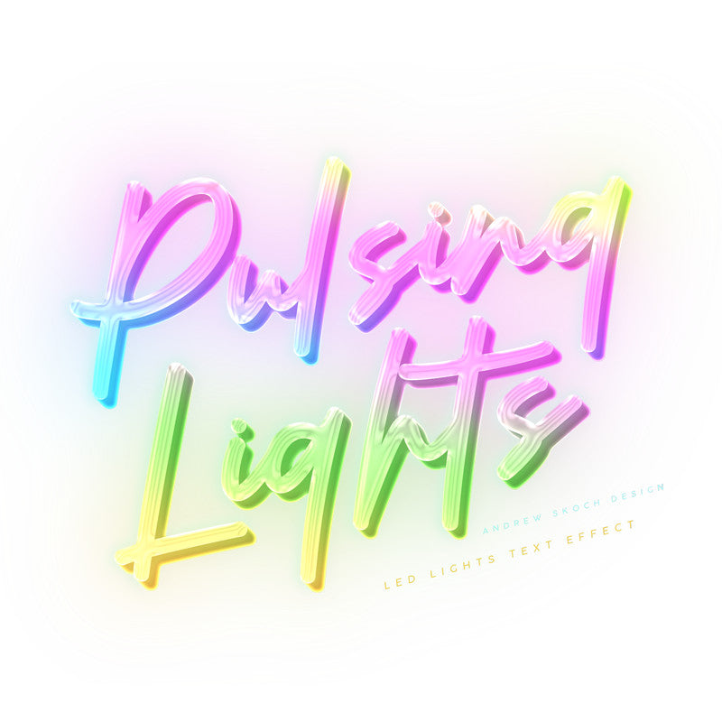 🎨 PSD TEMPLATE | Multicolor LED Neon Rainbow Text Title Logo Smart Mockup PSD [MICHIGO STUDIO]